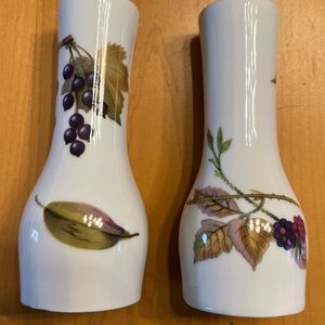 Royal Worchester, fine porcelain salt and pepper shakers Evesham pattern